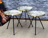 Gold Marble Pattern Nesting Table Set Of 3 Gold Oval Coffee Table Gold End Tables Mid Century Side Tables Minimalist Coffee Tables
