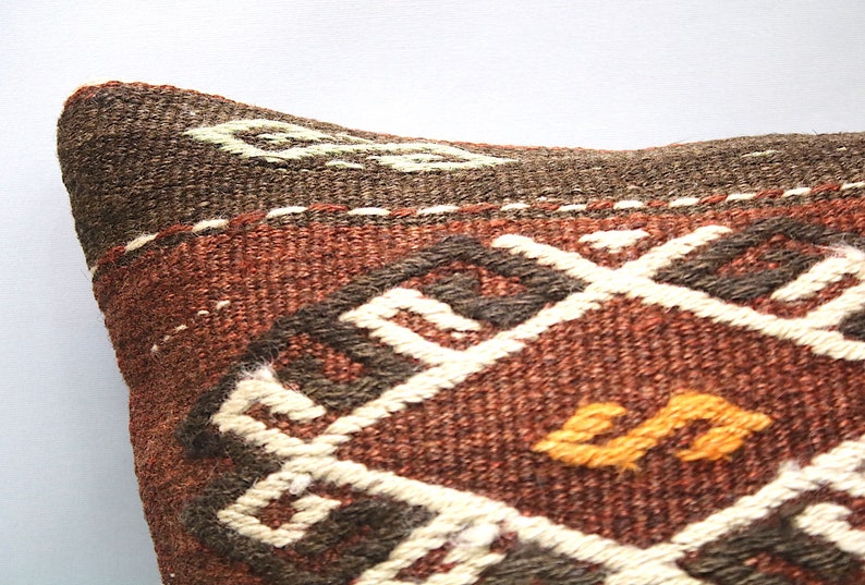 Textured Kilim Pillow|Textured Pillow Cover|Kilim Pillow Cover|16 x 16 Throw Pillow|Hand Made Turkish rug cushion