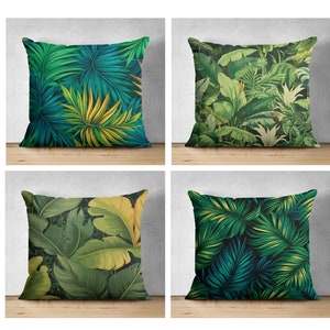 Tropical Pillow Cover, Palm Leaf Cushion Case, Outdoor Throw Pillow,Botanical Pillow Case, 20x20 Pillow Cover, Sunbrella Pillow Sham