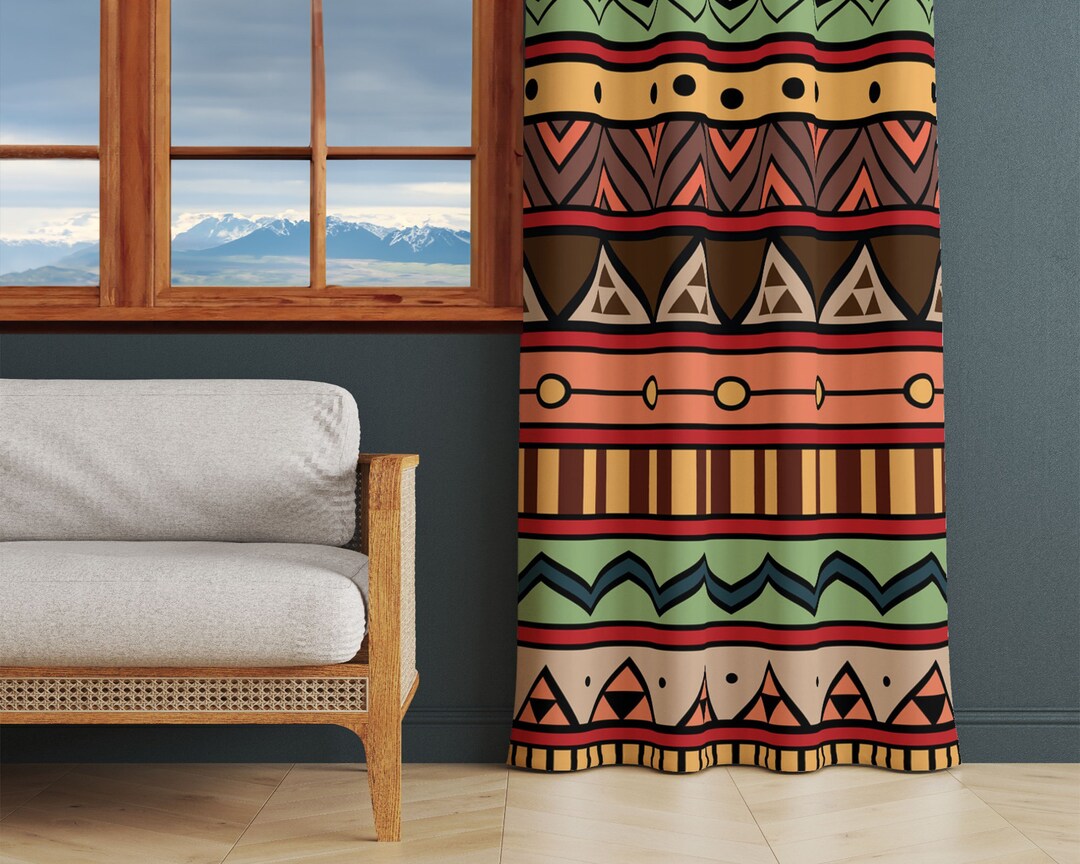 Ethnic Curtain Panel, Native American Curtain, Traditional Window