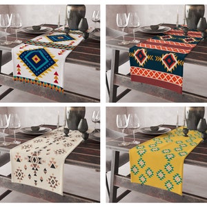 Boho Table Runner|Aztec Ethnic Table Cloth|Navajo Kitchen Decor|Vintage Table Decoration|Traditional Table Runner|Bohemian Table Linens