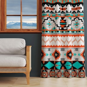 Rustic Window Treatment, Farmhouse Curtain Panel, Charming Home Decor, Country Style Valances, Shabby Chic Curtain Set,Aztec Window Covering