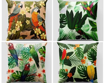 JOHOUSE 4PCS Flamingo Throw Pillow Covers Decorative Tropical Leaves Toucan Parrot Pattern Cushion Covers for Patio Sofa Couch Summer Holiday Home Decoration,18 X 18 Inch JOHOUSE 4PCS Flamingo Throw Pillow Covers Decorative Tropical Leaves Toucan Parrot Pattern Cushion Covers for Patio Sofa Couch Summer Holiday Home Decoration,18 X 18 Inch