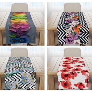 Colorful Flower Table Runner|Floral Tablecloth|Kitchen Table Decor|Dining Table Cloth|Housewarming Tablecloth|Pink Table Runner|Table Cover