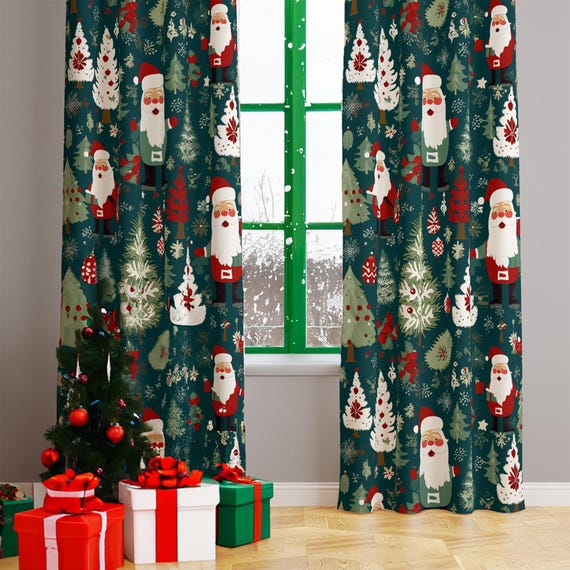 Decorazioni Natalizie Finestre Tende Mantovane Con Pupazzo Di Neve - Confezione Da 2, Decorazione Invernale Per Camera E Soggiorno Tende Festive - 6