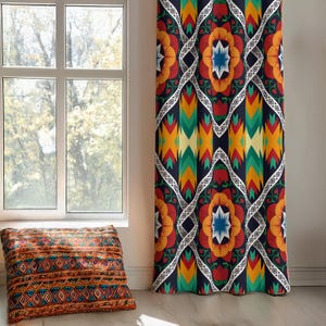 Vibrant Boho Style Curtain, Colorful Ethnic Drapes for Window, Maximalist Valances for Kitchen, Stylish Window Panel, Bohemian Curtains