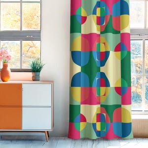 Colorful Modern Curtain Panels, Rainbow Window Drapes, Abstract Drapery Set, Boho Curtain Valances,  Decorative Window Treatment