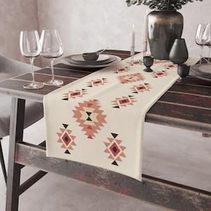 Southwestern Aztec Table Runner,Western Custom Size Tablecloth,Vintage Table Centerpiece