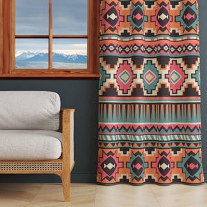 Boho Window Curtain, Farmhouse Style Curtains for Living Room, Hippie Drapery Designs, Eclectic Window Treatment, Colorful Window Drapey