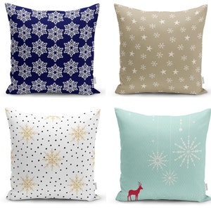 Snowflake Pillow Cover, Winter Throw Pillow, Xmas Cushion Cover, Christmas Home Decor, Xmas Throw Pillow, Housewarming Gift, 16x16 Cushion