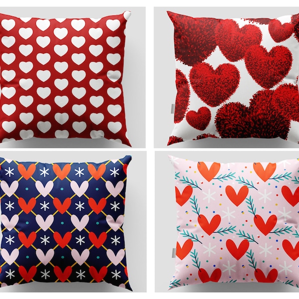 Love Throw Pillow Cover|Heart Pillow Case|Romantic Home Decor|Outdoor Cushion Cover|Gift for Him Girlfriend|Valentine Pillowcase|Red Pillow