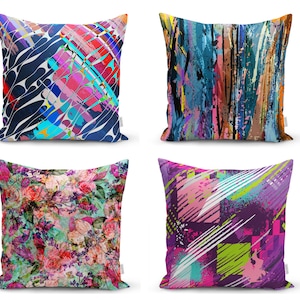 Watercolor Pillow Cover,Rainbow Cushion Case,Colorful Throw Pillow Case,Watercolor Pillow Sham,Throw Pillow Top,Housewarming Cushion Case