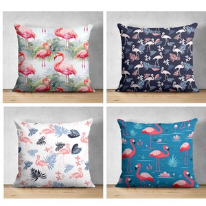 Summer Flamingo Pillow Cover, Flamingo Cushion Case, Animal Throw Pillow, Pink Pillowcase, Spring Home Decor, Rainbow Home Decor,Pillow Sham