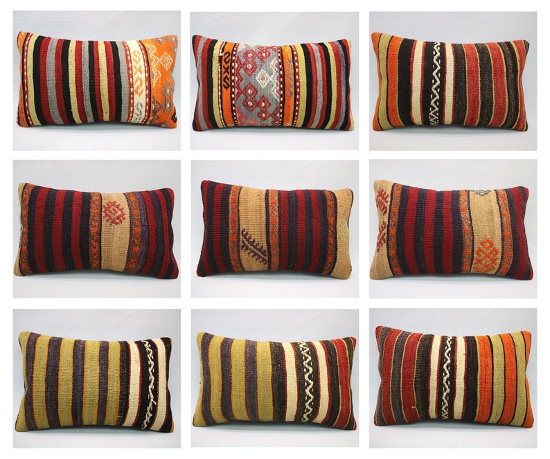 Striped Kilim Pillow Cover 12x20 Turkish Rug Cushion Case Vintage Rug Kilim Throw Pillow Aztec Pillowcase Ethnic Pillow Sham Turkey Pillow Decorative Pillows Home Living Vadel Com