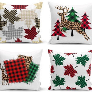 Xmas Plaid Pillow Cover, Noel Red & Green Cushion Case, Christmas Check Throw Pillow, Winter Pillowcase, Buffalo Plaid Decor, 14x14 Cushion