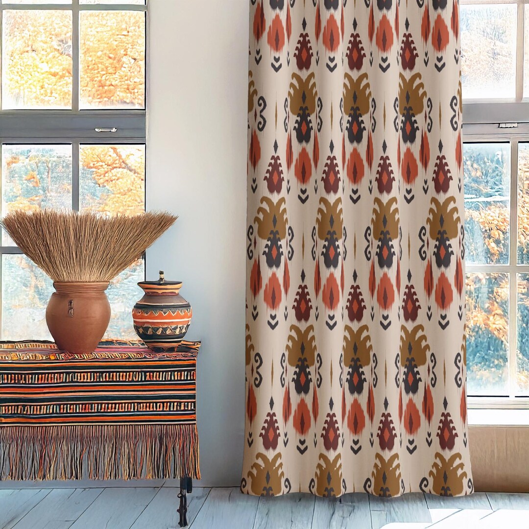 Southern Preppy Ikat Rings Curtain Panel main image 0