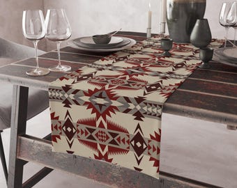Southwestern Printed Table Runner,Tribal Southwest Kitchen Tabletop,Any Size