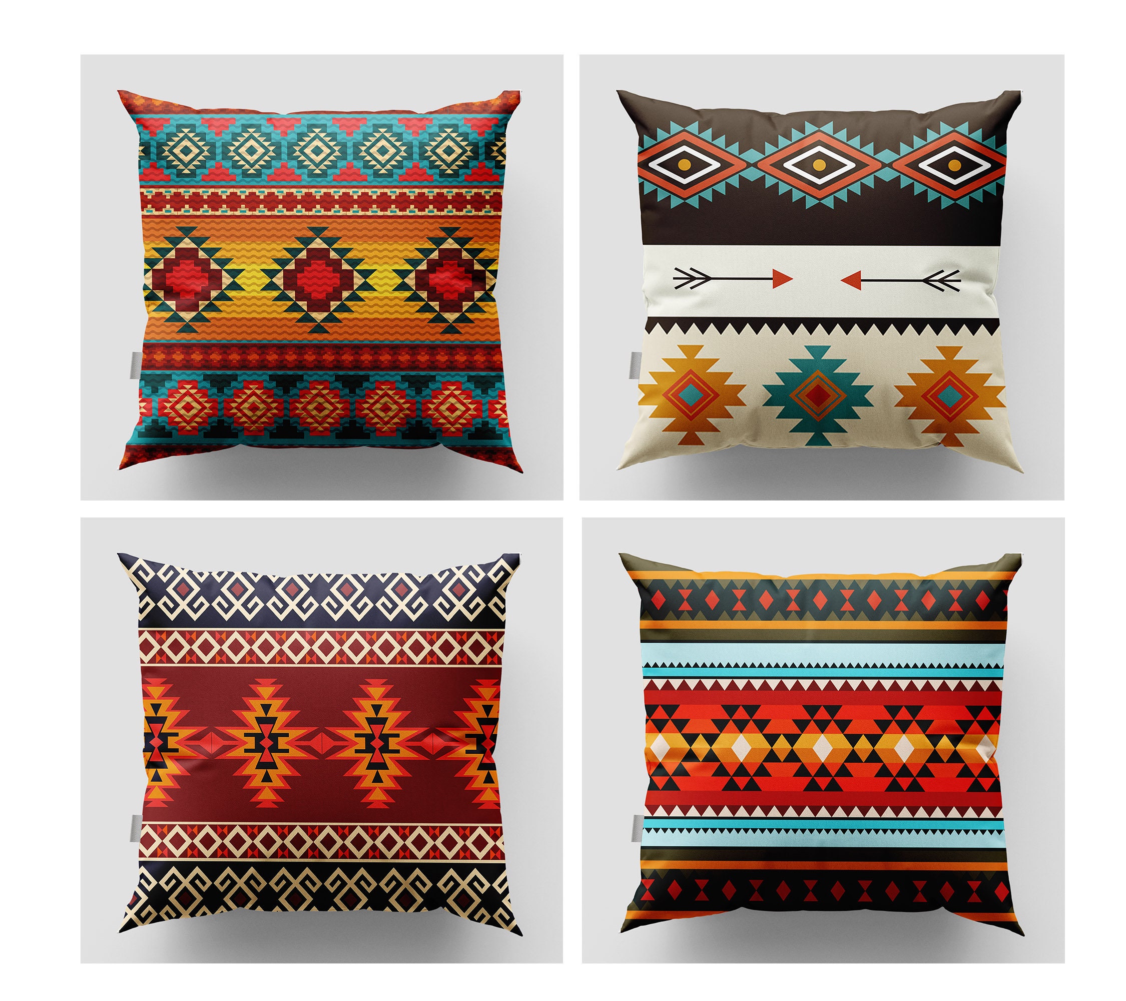 Ethnic Throw Pillow Case, Oriental Decorative Pillows, Western Throw Pillow  Cover, Ethnic Design Cushion, Native American Pillow, Boho Decor 