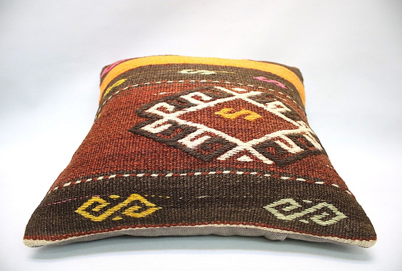 Textured Kilim Pillow|Textured Pillow Cover|Kilim Pillow Cover|16 x 16 Throw Pillow|Hand Made Turkish rug cushion