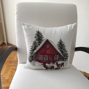 Copricuscino di Natale, cuscino per tiro in casa, fodera per cuscino natalizio, federa di tendenza invernale, regalo di Capodanno, cuscino per fattoria, decorazione esterna