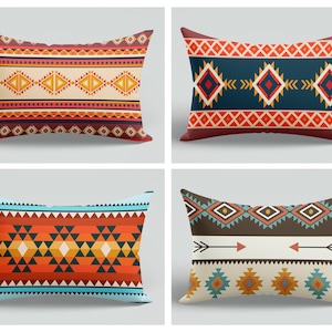 Southwestern Pillow Cover,Lumbar Throw Pillow,Native American Cushion Case,Rug Design Pillow Case,Farmhouse Pillowcase,Southwestern Decor