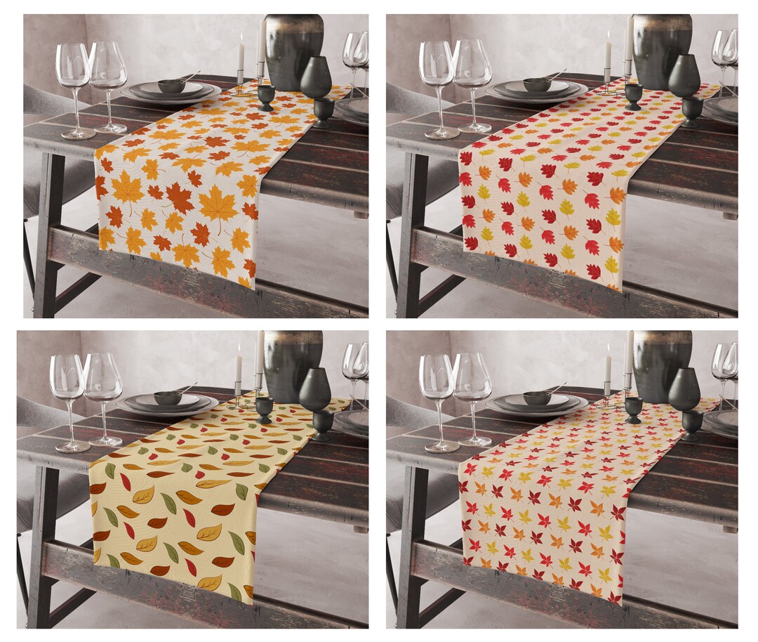 Fall Leaves Table Runner, Orange Autumn Leaves Tablecloth,farmhouse ...