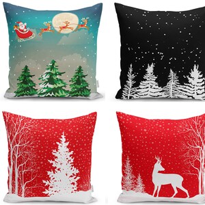 Federa per cuscino Winter Trend, federa per cuscino albero invernale rosso, cuscino albero di Natale, decorazioni per la casa per le feste, federa per cuscino di Natale, cuscino di Natale