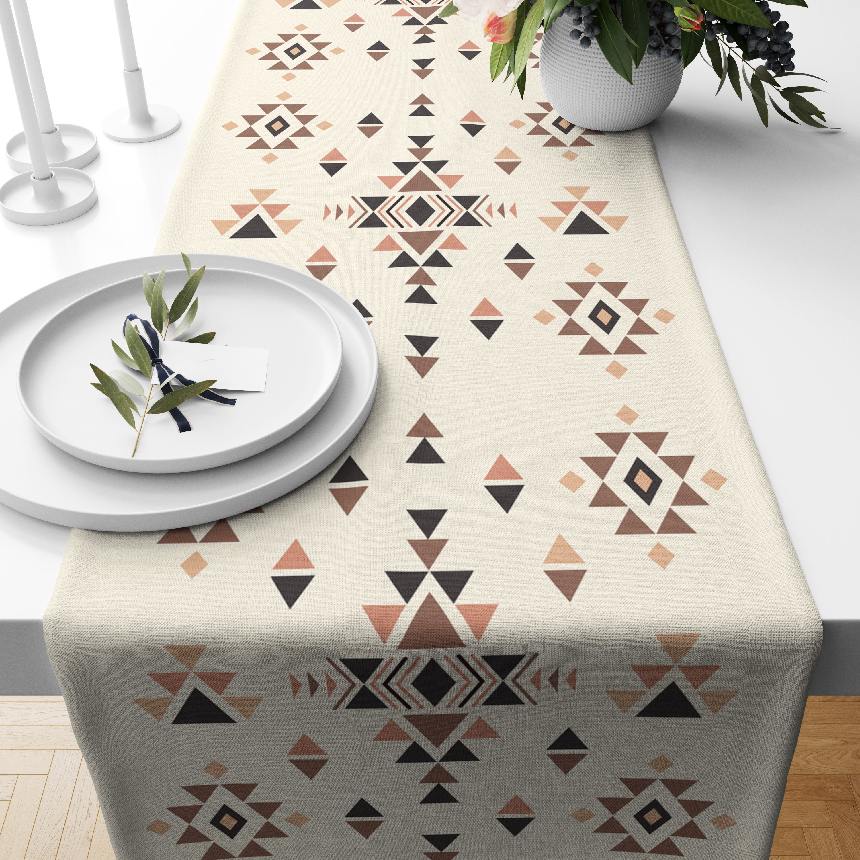 Black Western Table Runner,aztec Table Linen, Boho Costom Size ...