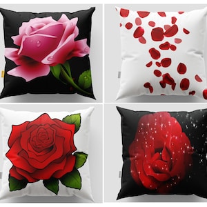 Pink and Red Rose Pillow Cover|Rose Cushion Cover|Floral Pillow Case|Pink Flower Throw Pillow Cover|Spring Pillow Sham