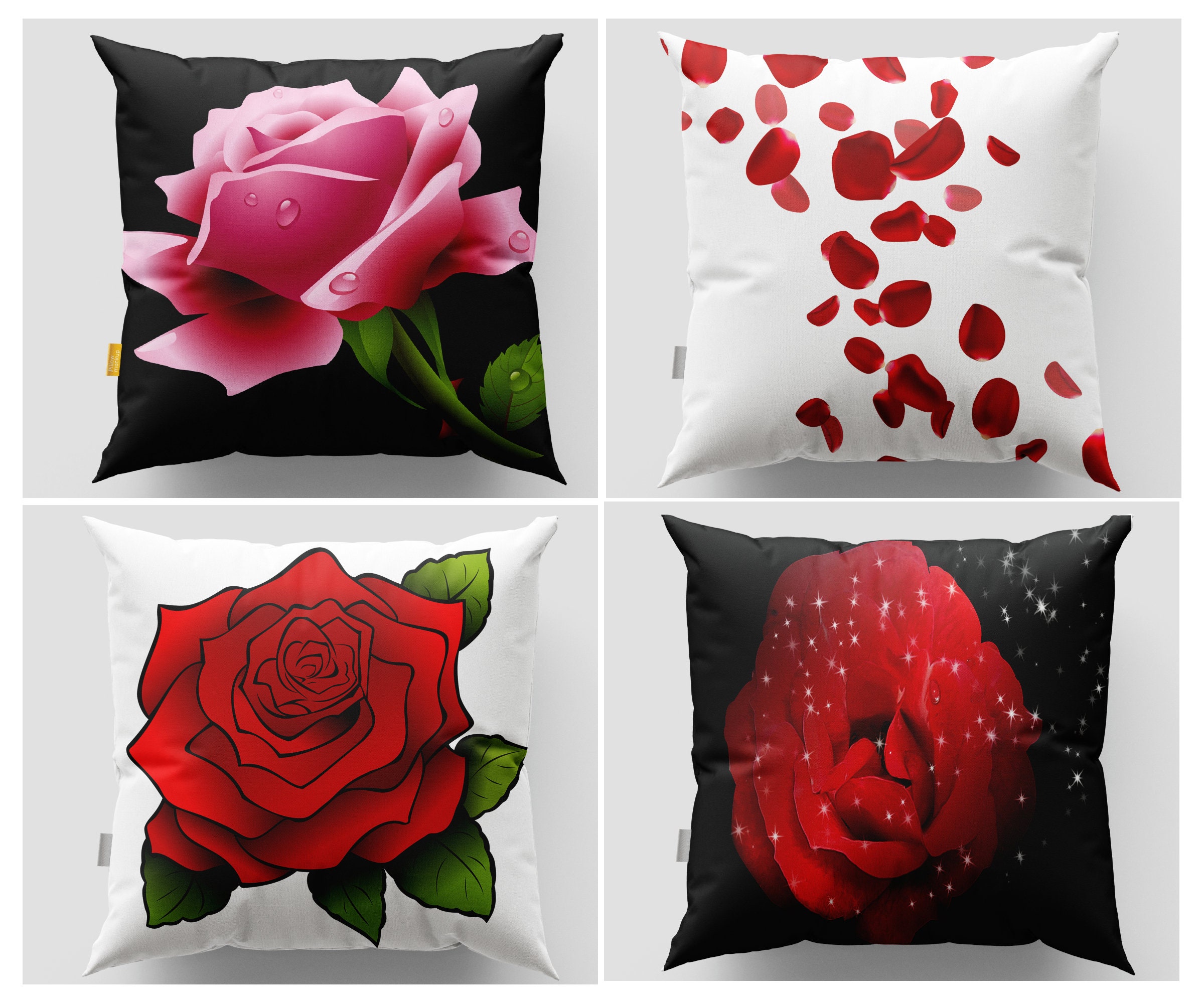 Red Rose Pillow Etsy