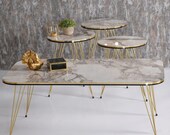 Gold Coffee Table Nesting Table Set Mid Century End Tables Nesting Table Set Of 3 Round Side Tables Nest Table Set GOLD Black Edges