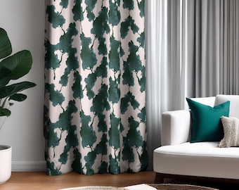 Watercolor Forest Curtains, Green Tree Pattern Window Panels, Nature Inspired Botanical Drapes, Modern Woodland Home Decor, Room Curtains