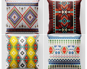 Southwestern Pillow Cover|Rug Design Throw Pillow|Aztec Ethnic Cushion Cover|Geometric Pillow Case|Native American Decor|Authentic Pillows