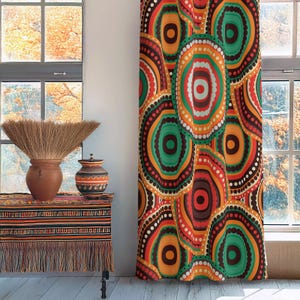 Mandala-Fenstervorhang, mehrfarbige ethnische Vorhänge, Abstraktions-Drapierung-Platten, Kreise-Fenster-Schürzen, exotische Schlafzimmer-Vorhänge