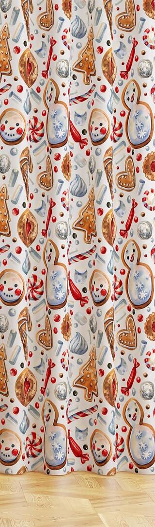 Tende Da Cucina Natalizie Con Pupazzo Di Neve E Foresta Invernale - Set 3 Pezzi (mantovana + 2 Tende 66x91 Cm)