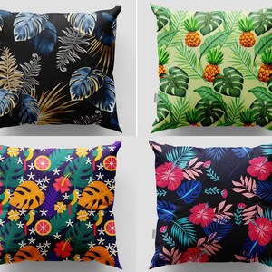 Tropical Pillow Cover|Garden Pillow Case|Tropical Leaves Throw Pillow|Outdoor Tropical Leaf Pillow|Sunbrella Cushion|Leaf Decor