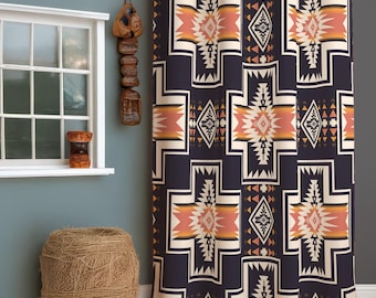 Western Aztec Curtain Panel, Southwestern Drapery,Native American Window Valance