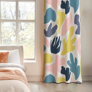 Modern Minimalist Curtain, Abstract Window Curtain, Bedroom Drapery Panel, Cozy Window Covering,  Mid Century Kitchen Valance, Drapes Panel