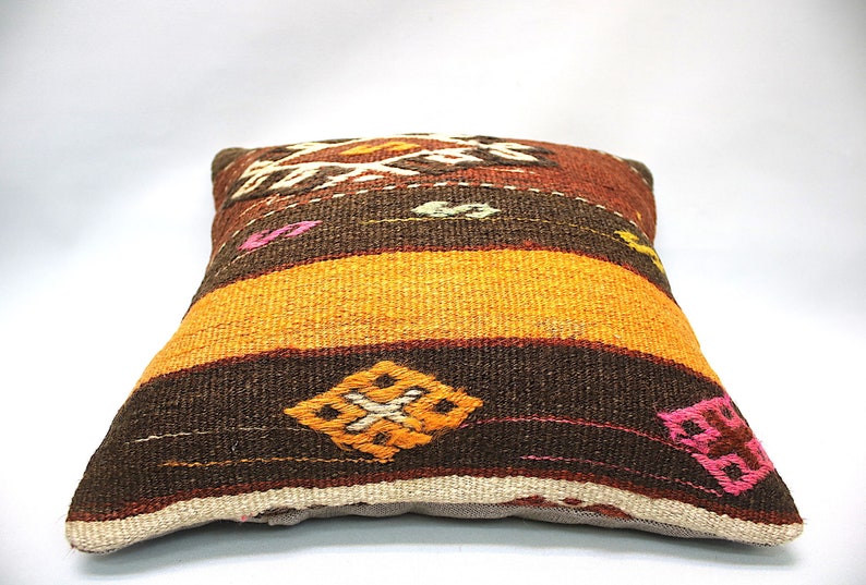Textured Kilim Pillow|Textured Pillow Cover|Kilim Pillow Cover|16 x 16 Throw Pillow|Hand Made Turkish rug cushion