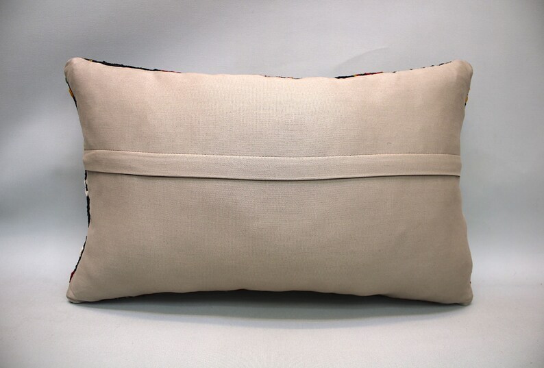 Yellow White Kilim Pillow Cover|Rug Pillow Case|12x20 Turkish Throw Pillow|Aztec Sham|Vintage Cushion Cover