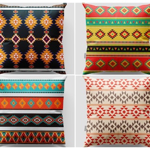 Southwestern Kissenbezug|Teppichdesign Kissenbezug|Aztekisches ethnisches Dekokissen|Orientalisches Wohndekor|Tribal-Kissenbezug|Traditioneller Kissenbezug