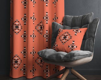 Boho Window Curtain, Western Decor, Southwestern Home Decor, Modern Curtain Panel, Custom Size Valances, Grommet Drapery Panel