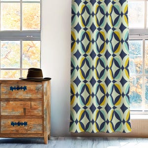 Hippie Retro Living Room Curtain, Minimalist Kitchen Valances, Boho Cafe Drapes, Funky Window Treatment, Any Size Window Curtain Panel