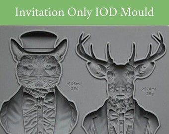 Invitation Only IOD Mould * Iron Orchid Designs Cat Dog Deer Woof in Tuxedo Wedding Suit Silicone Mold