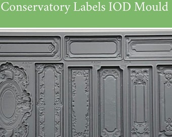IOD Conservatory Labels Mould*< Iron Orchid Designs Clay Resin Mold for Wall Art, Canisters, Drawers