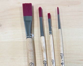 Staalmeester Artist Brushes * High Quality Synthetic Bristle Paint Brushes for Detail Painting and Art, Round and Flat Fitch Two Sizes