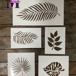Botanical Leaves Stencil Set * Muddaritaville Mylar Five Piece Leaves Palm Leaf Frond Jungle Garden Stencil Set