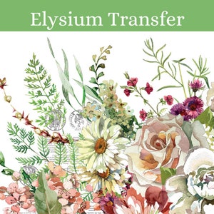 IOD Elysium Transfer * Iron Orchid Designs Floral Bouquet with Roses Daisy Floral Garden Rub On Decal for Furniture Decor