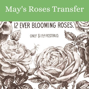 IOD May&#39;s Roses Transfer * Iron Orchid Designs Roses Wreath Vintage Catalog Cover Rub On Furniture Decal Transfers