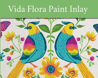 Vida Flora IOD Paint Inlay * Iron Orchid Designs Mexican Floral Flower Designs Birds Butterflies Bright Neon Colors